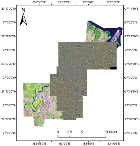Figure 8. Coverage of NearMap aerial images with respect to Landsat imagery for Queensland flood.