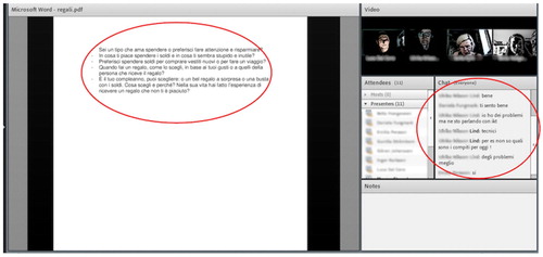 Figure 11. The videoconferencing platform Adobe Connect used for Italian for beginners’ course (CINLE project).