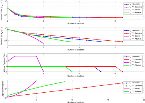 Figure 4. Image deblurring problem: Numerical experiments.