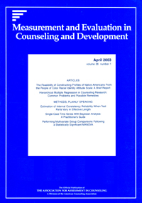 Cover image for Measurement and Evaluation in Counseling and Development, Volume 36, Issue 1, 2003