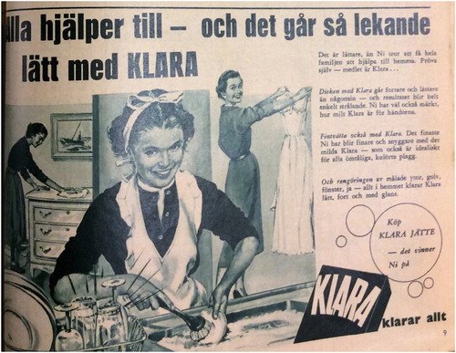 Figure 4. Image from Husmodern (1958) of an advertisement for washing powder. Facsimile reproduced with kind permission from Bonnier Tidskrifter.