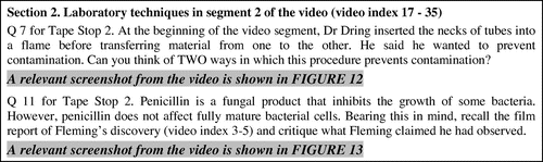 Figure 14. SAQs in the notes for video 4 of the Sporulation course.