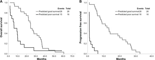 Figure 3 Kaplan–Meier survival curves predicting good and poor survival.