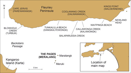 Figure 4. Geography of the western Fleurieu Peninsula, Backstairs Passage and the Pages.