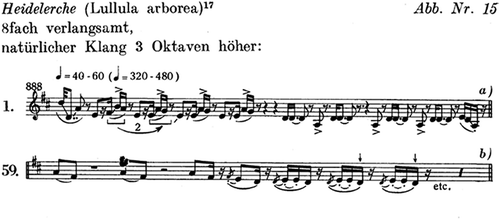 Figure 6. The song of the lark, transcribed by Peter Szöke (Citation1994, 93)