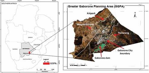 Figure 1. Location of the test study area: greater gaborone planning area (GGPA) (reprinted with permission from Y. Ouma et al. (Citation2022). Copyright 2022 ISPRS archives).
