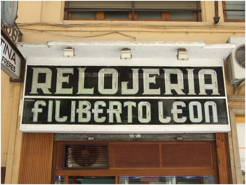 Figure 1. Fascia lettering for Relojeria Filiberto Leon. Photography: © 2014 Robert Harland.