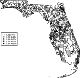 Figure 11. The exceedance probability of residual greater than one from the SPC.