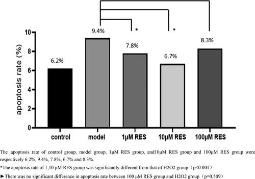 Figure 2. Effects of different concentrations of RES on the apoptosis rate of oxidized human ovarian granulosa cells.