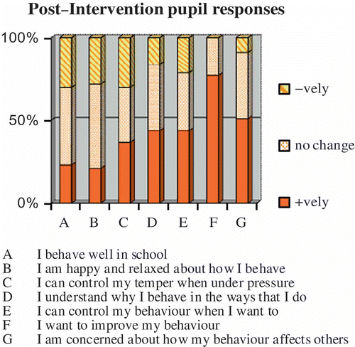 Figure 2. Support group pupil responses to the post-intervention questionnaire.