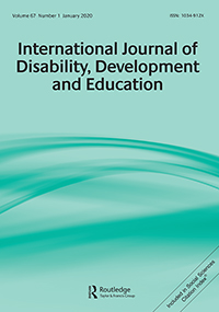 Cover image for International Journal of Disability, Development and Education, Volume 67, Issue 1, 2020