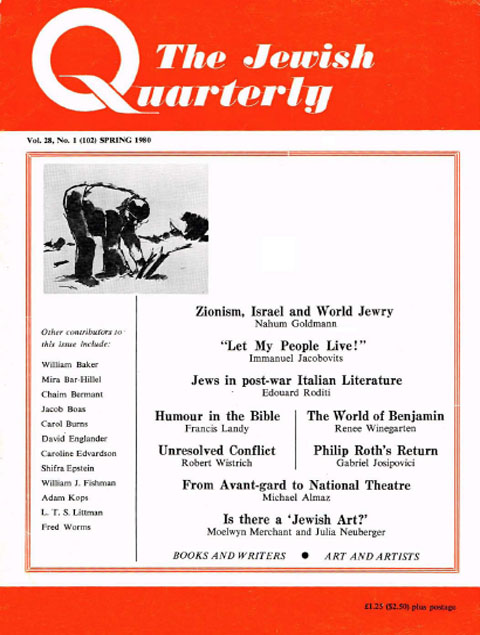 Cover image for Jewish Quarterly, Volume 28, Issue 1, 1980