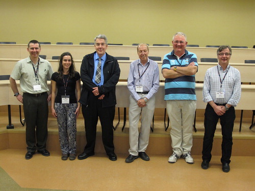 Figure 4. Ron (center) and the speakers at the session in his honor, GAC-MAC annual joint meeting in Fredericton in May 2014. Left to right: David Keighley, Davinia Dieƶ Canseco, Robert MacNaughton, Ron Pickerill, Stephen Donovan and Murray Gingras.