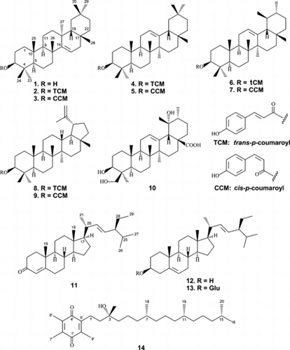 Figure. 1 Chemical structures of compounds 1–14.