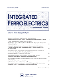 Cover image for Integrated Ferroelectrics, Volume 192, Issue 1, 2018