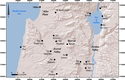 Figure 1 Map of the Jezreel Valley showing the location of Ḥorvat Tevet and other sites mentioned in the text (courtesy of the Israel Antiquities Authority, map by Anastasia Shapiro).