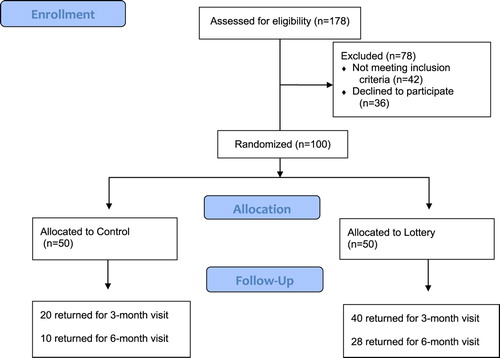 Figure 1. Flow of participants for Empower Nudge Lottery initial pilot study