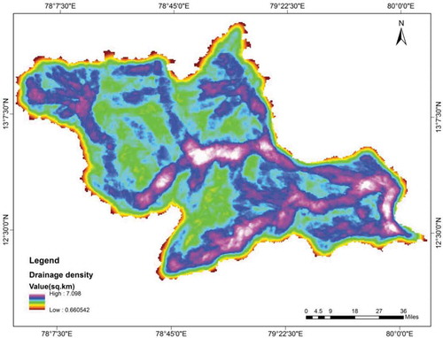 Figure 5. Drainage density (Dd) map of the Palar River basin.