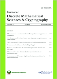 Cover image for Journal of Discrete Mathematical Sciences and Cryptography, Volume 22, Issue 8, 2019