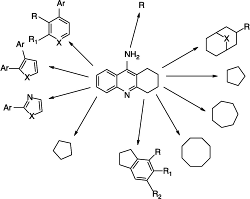 Figure 1 Structure of the tacrine analogues from modification of tacrine.
