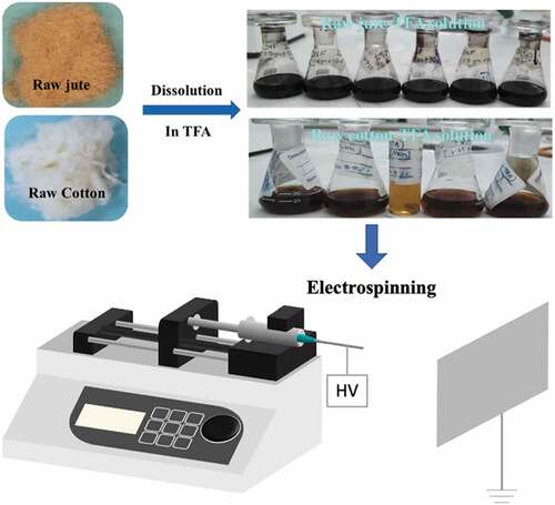 Figure 1. Schematics of the fabrication electrospun nanofiber process.