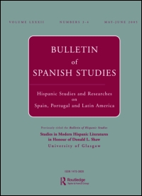 Cover image for Bulletin of Spanish Studies, Volume 69, Issue 1, 1992