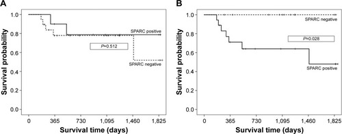 Figure 4 Kaplan–Meier recurrence-free survival curve according to SPARC expression.