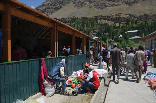 Figure 3. Cross-border market between Tajikistan and Afghanistan in Tem. © Mélanie Sadozaï, 2019.