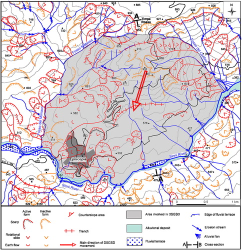 Figure 5. Geomorphological map of the Episcopia area.