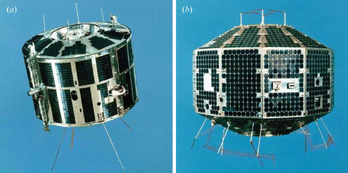 Figure 3 View of the EXOS‐A (left) and EXOS‐B spacecraft (right) (image credit: ISAS).