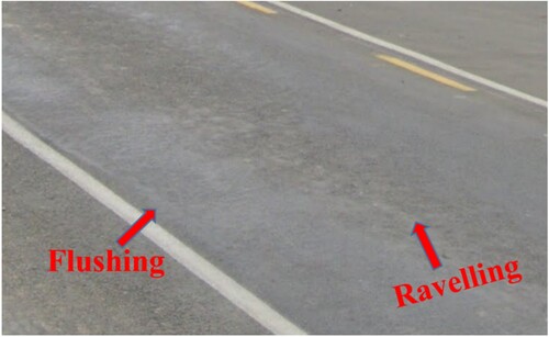 Figure 1. Example of Flushing (also known as bleeding) and ravelling problems on chip-sealed pavements over a granular base in Christchurch, New Zealand.