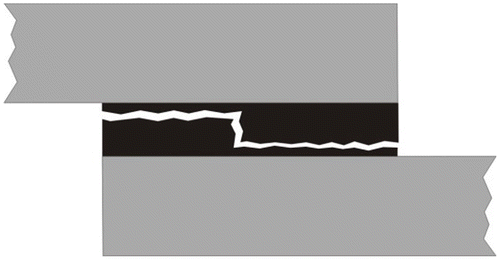 Figure 10. Crack propagation of the joint with mono AV138 adhesive (see Figure 9(a)).