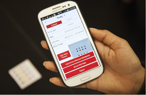 Figure 13. An example of a smartphone app for data collection and analysis. A smartphone with an appropriately designed app can automate the image collection, image processing, and sample identification steps and serve as a simple user-friendly device.