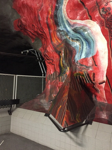 Fig. 2. The artwork Elementen och naturlagarna in the metrostation Tekniska högskolan (1973). Photograph by the author.