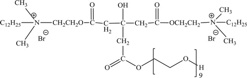 Figure 1. Chemical structure of the synthesized novel cationic Gemini surfactant (CGS).
