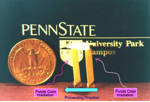 Figure 20. Photo-driven walking device that uses photostrictive PLZT bimorphs [Citation58].