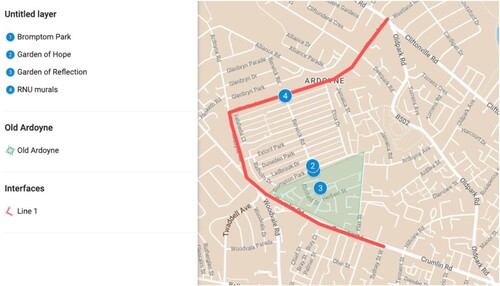 Figure 1. Map of Ardoyne, indicating points of significance discussed in the article, interfaces, and Old Ardoyne. Note: Map created by author using Google Maps.