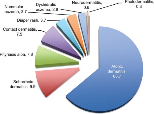 Figure 1 Distribution of dermatitis/eczema group (percentage).