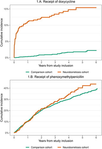 Figure 1. Cumulative incidence of first-time receipt of antibiotics after study inclusion.