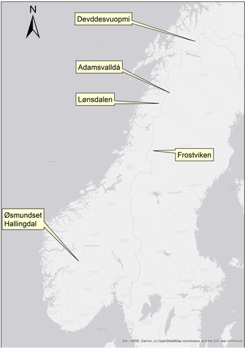 Figure 1. Map showing the location of the discussed sites.