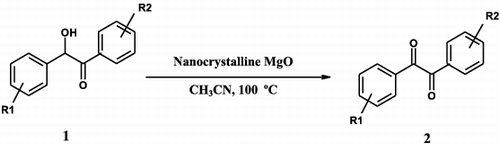 Scheme 1. Oxidation of benzoin derivatives to benzil derivatives using nanocrystalline MgO.