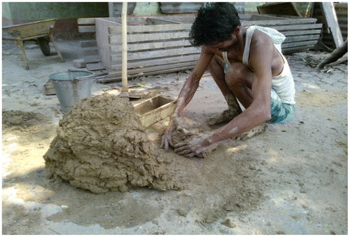 Figure 12. Photograph of casting of brick at site.