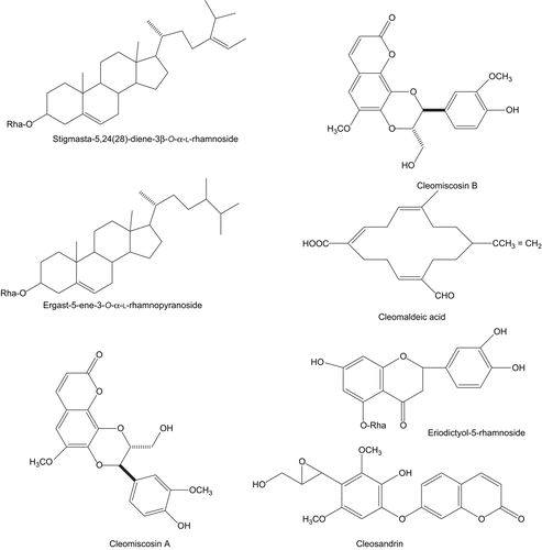 Figure 1.  Phytoconstituents of Cleome viscosa Linn.