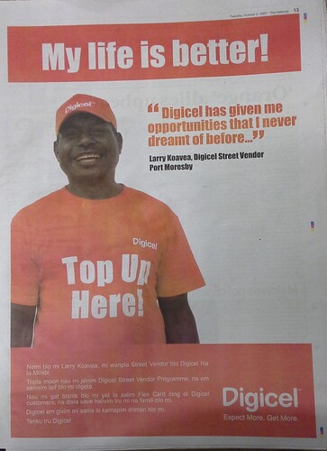 Figure 4 Newspaper advertisement for Digicel Street Vendor Programme, 2007. Photo by R. Foster.