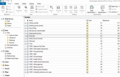 Figure 5. Final list of ‘tested’ programme theories; also displaying those that were ‘voided’ throughout the analysis