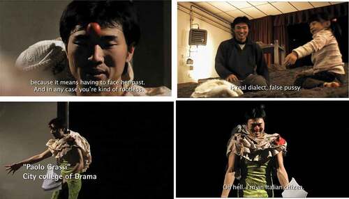 Figures 15-18. Screenshots of Shi Yang recalling his story on the theatre stage.