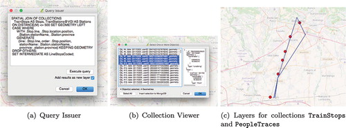 Figure 3. Query Issuer, selection of traces for a single person and the trace added as new layer in QGIS.