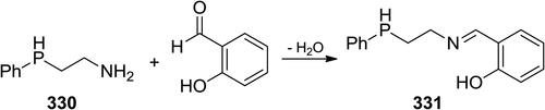 Scheme 194. Reaction of 2-(phenylphosphino)ethanamine with salicylaldehyde.[Citation679]