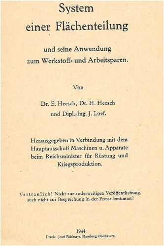 Figure 7. System einer Flächenteilung, title page by Dr. E. Heesch, Dr. H. Heesch and Dip. Ing. J. Loef. Moosburg 1944.
