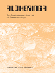 Cover image for Alcheringa: An Australasian Journal of Palaeontology, Volume 38, Issue 1, 2014